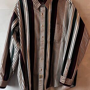 Hunt Club Collection Shirt Mens L Striped Button Down 100% Cotton Vintage Style